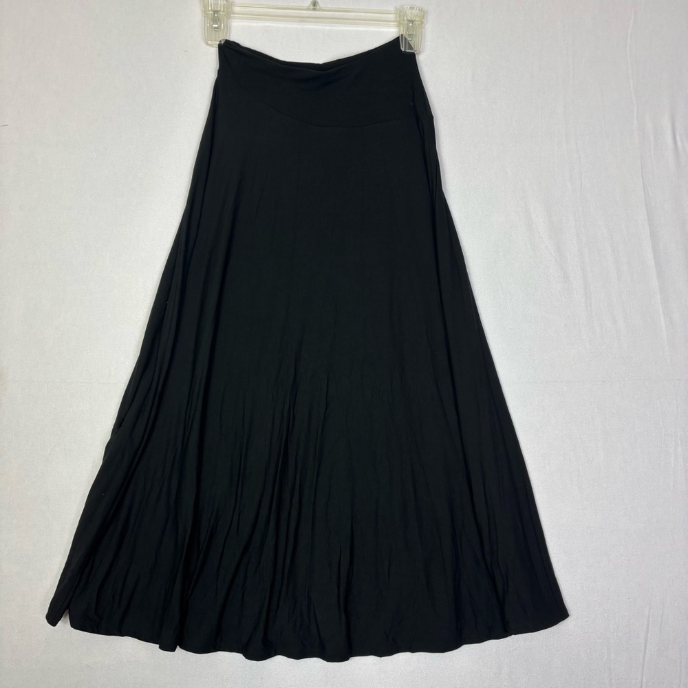 Madewell Black A-Line Skirt XS Large Jersey Knit Asymmetric Seam Midi